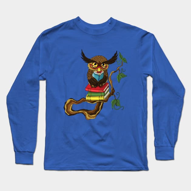 Mr. Books Owl Long Sleeve T-Shirt by tigressdragon